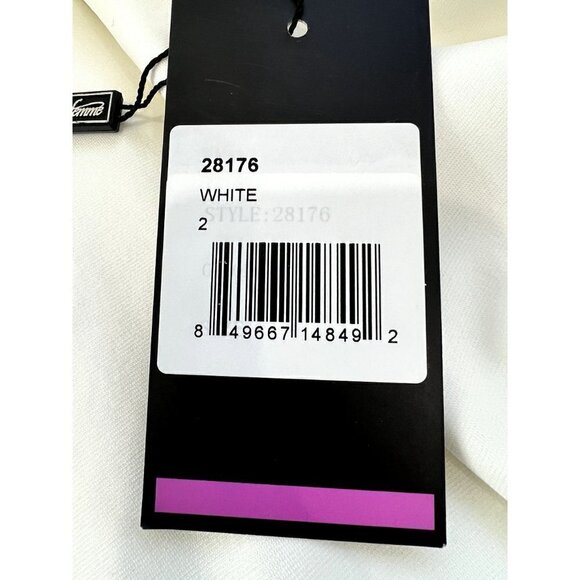 New La Femme Size 2 One-Shoulder Jersey Gown white 28176 *Stain* - Picture 11 of 12